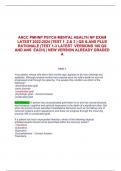 ANCC PMHNP PSYCH-MENTAL HEALTH NP EXAM LATEST 2022-2024 (TEST 1 ,2,& 3 ) QS & ANS PLUS RATIONALE (TEST 1-3 LATEST  VERSIONS 100 QS AND ANS  EACH) | NEW VERSION ALREADY GRADED A