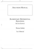 Elementary Differential Equations 2nd Edition By Werner Kohler, Lee Johnson (Solutin Manual)