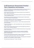 CLEP American Government Practice Test 2 Questions and Answers