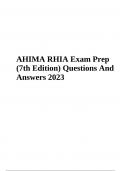 AHIMA RHIA Exam Prep Questions And Answers 2023 Graded 100%