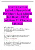 BEST REVIEW Sadock's Synopsis of Psychiatry 12th Edition Test Bank – BEST Solutions All Chapters Updated