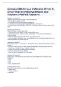 Georgia DDA 6-Hour Defensive Driver & Driver Improvement Questions and Answers (Verified Answers)