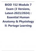 BIOD 152 Module 7 Exam (3 Versions, Latest-2023/2024) : Essential Human Anatomy & Physiology II: Portage Learning