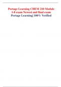 Portage Learning CHEM 210 Module 1-8 exam Newest and final exam  Portage Learning| 100% Verified       Question 1 3 / 3 pts  True or False: According to the Module, a compound with a molecular mass of 1,000 g/mol is considered a macromolecule.    True Cor