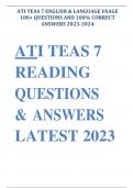 ATI TEAS 7 English & Language Usage PPT Stud Guide ( Latest 2023-2024) (Verified & Correct)