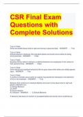 CSR Final Exam Questions with Complete Solutions 