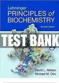 Test Bank - Lehninger Principles of Biochemistry, 7th Edition (Nelson, 2018) Chapter 1-28 | All Chapters