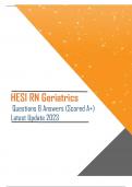 HESI RN Geriatrics EXAM - Questions & Answers (Scored A+) Latest Update 2023