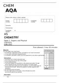 AQA AS CHEMISTRY Paper 2 JUNE 2022 QUESTION PAPER- Organic and Physical Chemistry 