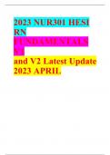 2023 NUR301 HESI RN FUNDAMENTALS V1 and V2 Latest Update 2023 APRIL