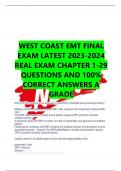 WEST COAST EMT FINAL EXAM LATEST 2023-2024 REAL EXAM CHAPTER 1-29 QUESTIONS AND 100% CORRECT ANSWERS A GRADE 