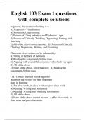 English 103 Exam 1 questions with complete solutions