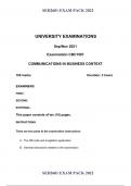 SED2601 EXAM PACK 2022 SED2601 EXAM PACK 2022 UNIVERSITY EXAMINATIONS Sep/Nov 2021 Examination CBC1501 COMMUNICATIONS IN BUSINESS CONTEXT 