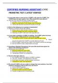 CERTIFIED NURSING ASSISTANT (CAN) PROMETRIC TEST 2 LATEST VERIFIED