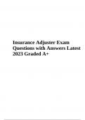 Insurance Adjuster Exam (Questions with Answers) Latest 2023 Graded 100%