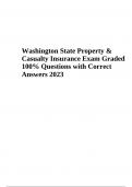 Washington State Property & Casualty Insurance Exam 2023 (Questions with Correct Answers)  Latest Graded A+