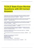 TCOLE State Exam Review Questions with All Correct Answers