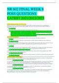 NR 602 FINAL WEEK 8 POSS QUESTIONS LATEST 2021/2022/2023