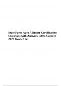 State Farm Auto Adjuster Certification - Questions and Answers All Correct 2023 Graded 100%