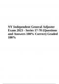 NY Independent General Adjuster Exam 2023 | Questions and Answers 100% Correct) Graded A+