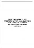 {NGN} PN PHARMACOLOGY PROCTORED LATEST EXAM QUESTIONS WITH COMPLETE & VERIFIED RATIONALES AND ANSWERS 2023/2024