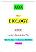 AQA GCSE BIOLOGY 8461/2F Paper 2 Foundation Tier Question Paper + Mark scheme [MERGED] June 2022  *JUN2284612F01* IB/M/Jun22/E16 8461/2F For Examiner’s Use Question Mark