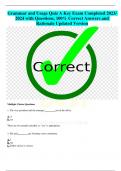 Grammar and Usage Quiz A Key Exam Completed 2023/  2024 with Questions, 100% Correct Answers and  Rationale Updated Version