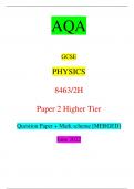 AQA GCSE PHYSICS 8463/2H Paper 2 Higher Tier Question Paper + Mark scheme [MERGED] June 2022 *JUN2284632HR01* IB/H/Jun22/E15 8463/2HR For Examiner’s Use Question Mark 1