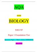 AQA GCSE BIOLOGY 8461/1F Paper 1 Foundation Tier Question Paper + Mark scheme [MERGED] June 2022  *JUN2284611F01* IB/M/Jun22/E18 8461/1F For Examiner’s Use Question Mark 1