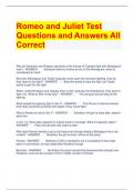 Romeo and Juliet Test Questions and Answers All Correct 