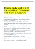 Romeo and Juliet End of Section Exam Questions with Correct Answers 