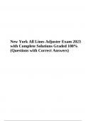 All Lines Adjuster Exam (New York ) 2023 | Complete Solutions Graded A 