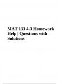 MAT 133 (MATH) 4-3 Homework Questions with Solutions 2023