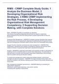 RIMS - CRMP Complete Study Guide; 1 Analyze the Business Model, 2 Developing Organizational Risk Strategies, 3 RIMS CRMP-Implementing the Risk Process, 4 Developing Organizational Risk Management Competency, 5 Supporting Decision Making, with Complete Sol