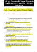 NR 603 Week 4 Advanced Clinical Diagnosis APEA EXAM LATEST 2023 JAN-JULY SESSION GENUINE EXAM A+/NR 603 Advanced Clinical Diagnosis And Practice Across The Lifespan Practicum