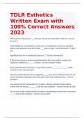 TDLR Esthetics Written Exam with 100% Correct Answers 2023