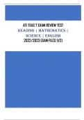 ATI TEAS 7 EXAM REVIEW TEST Reading | Mathematics | Science | English V2 - QUESTIONS & ANSWERS (SCORED A+) 2022/2023 EXAM FILES