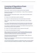 Licensing & Regulations Exam Questions and Answers