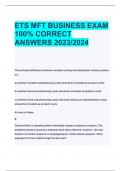 ETS MFT BUSINESS EXAM 100% CORRECT  ANSWERS 2023/2024