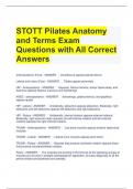 STOTT Pilates Anatomy and Terms Exam Questions with All Correct Answers