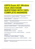 USPS Exam 421 Window Clerk 2023 EXAM QUESTIONS WITH 100% COMPLETE ANSWERS