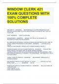 WINDOW CLERK 421 EXAM QUESTIONS WITH 100% COMPLETE SOLUTIONS