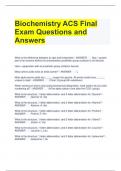 Biochemistry ACS Final Exam Questions and Answers