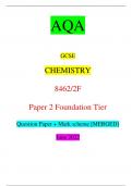 AQA GCSE CHEMISTRY 8462/2F Paper 2 Foundation Tier Question Paper + Mark scheme [MERGED] June 2022 *Jun2284622F01* IB/M/Jun22/E11 8462/2F For Examiner’s Use Question Mark 1