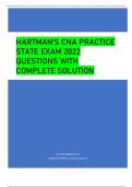 HARTMAN'S CNA PRACTICE  STATE EXAM 2022  QUESTIONS WITH  COMPLETE SOLUTION