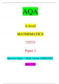 AQA A-level MATHEMATICS 7357/3 Paper 3 Question Paper + Mark scheme [MERGED] June 2022 PB/Jun22/E7 7357/3 (JUN227357301) A-level MATHEMATICS Paper 3 Time allowed: 2 hours Materials