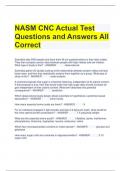 NASM CNC Actual Test Questions and Answers All Correct 