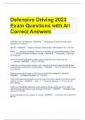 Defensive Driving 2023 Exam Questions with All Correct Answers 