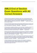 AMLS End of Section Exam Questions with All Correct Answers