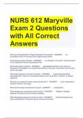 NURS 612 Maryville Exam 2 Questions with All Correct Answers